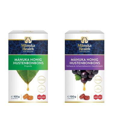 Manuka Health - lozengbonbons with propolis and manuka honey MGO 400+ (100 g) - 100% pure from New Zealand with certified methylglyoxal content & - MGO 400 + Black currant lobbery lobbons 100 g (1 -pack) bundle with black currant candy