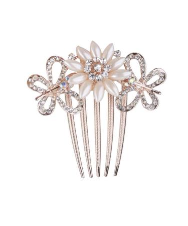 Didiseaon Bride Hair Comb Hair Jewels for Women Crystal Hair Charms Crystal Bride Clip Rhinestone Faux Pearl Hair Slide Comb Hair Accessories for Women Hair Clip Wedding Women's