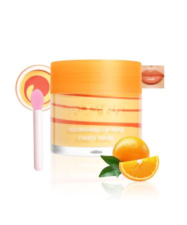 Candy Swirl Nourishing Lip Mask Intensive Hydrating Daycare Balm & Tinted Lip Primer Moisturizing Plumping Repairing & Smoothing for Lip Lines Dry Lips Women Lip Treatment 02#Orange #02 Orange