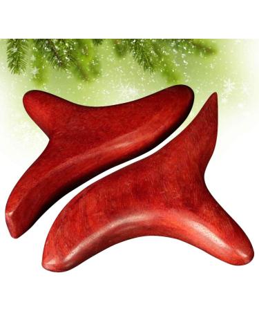 2-Piece Dark Red Wood Massage Stick & Gua Sha Tool | Thai Facial & Body Massage Tools - International Shipping - Buy Online on GoSupps.com