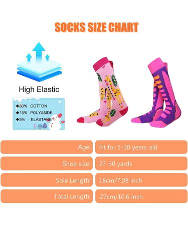 Kids Ski Socks - Winter Warm Thick Thermal Long Socks for Skiing & Snowboarding - Pink - Buy Online on GoSupps.com
