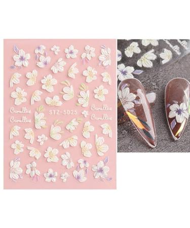 3D Embossed Spring Flower Nail Art Stickers Decals - Pink Cherry Blossoms Floral Design - 4 Sheets Self-Adhesive Pegatinas - Nail Supplies & Accessories - Buy Online on GoSupps.com