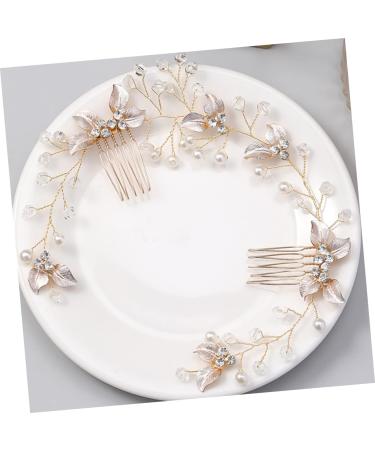 Angoily Bride Hair Braiding Hair Comb Pearl Headpiece for Wedding Gold Hair Comb Floral Hair Clips Bridal Hair Pin Rhinestone Hair Clip Bridesmaid Twist Flower Alloy Material - Buy Online on GoSupps.com