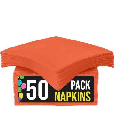 50 Orange Paper Napkins 2 Ply Cocktail Napkins Highly Absorbent Everyday Orange Disposable Paper Orange Cocktail Beverage Napkins Party Napkins Orange Bar Napkins I Bulk Napkins - Exquisite Beverage Napkins Orange