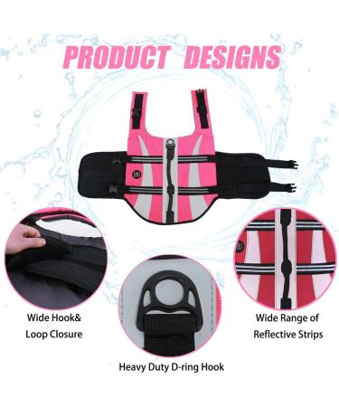 Emust Dog Life Vest - Lightweight Swimming Jacket for Small Medium & Large Dogs - Pink XL Rose for Safe Water Fun - Buy Online on GoSupps.com