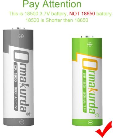 18500 Rechargeable Batteries (6-Pack) - IMR 18500 1600mAh 3.7V Li-ion for Flashlights & Solar Lights - Buy Online on GoSupps.com