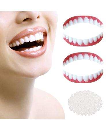 4PCS Denture Teeth Veneer  Natural Shade Fake Veneer  Cover The Imperfect Teeth for Upper and Lower Jaw  Veneers Teeth for Men Women  Perfect Braces  Fix Confident Smile