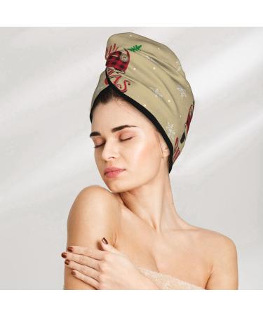 Hair Towel Wrap - Quick Drying Hair Turban with Button | Christmas Vintage Red Truck Design - Buy Online on GoSupps.com