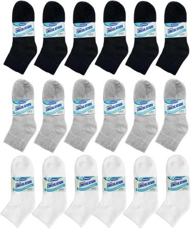 18 Pairs Diabetic Ankle Circulatory Socks for Men - Loose Fit Non-Binding Cotton Blend | Health Support & Foot Protection | Fits Men's Size 10-13 - Buy Online on GoSupps.com