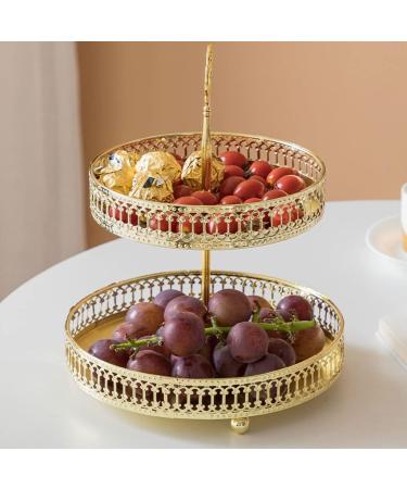 Friut Bowl European Double Layer Fruit Bowl Kitchen Home Detachable Metal Cake Stand Decorative Dessert Holder Round Fruit Basket Fruit Plate (Color : B) - Buy Online on GoSupps.com
