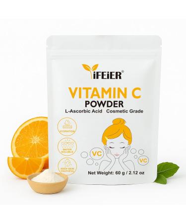 iFEiER Cosmetic Grade Vitamin C Powder for face | Nano Ultra Fine | Pure Vitamin C serum powder for Skin | 60g 2.12oz L-Ascorbic Acid VC for DIY Serum Creams | VC for face and skin - Buy Online on GoSupps.com