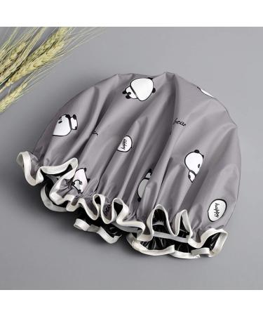 2 Piece Waterproof Shower Hood Bath Cap for Women - Reusable Elastic Hair Cap in Blue & Gray | Ideal for Bathing and Spa - Buy Online on GoSupps.com