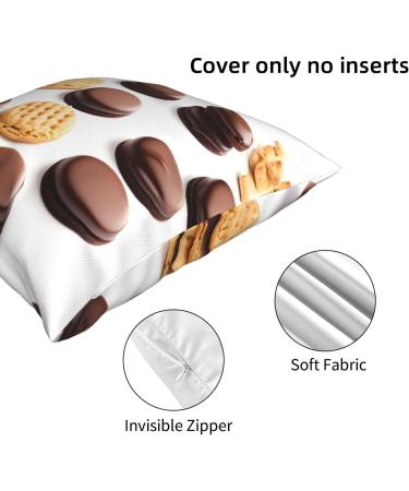 FRESQA Cookies Food Chocolate Chip Biscuits Universal Four-Season Cushion Cover | Soft Polyester Decorative Pillowcase Cookies Food Chocolate Chip Biscuits 16"x16" - Buy Online on GoSupps.com