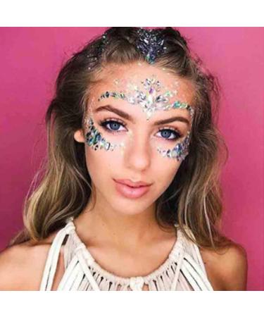 Crystal Face Stickers Glitter Acrylic Body Stickers Rhinestone Eyes Stickers Mermaid Body Jewels Rave Festival Face Stickers for Women and Girls Multi-colored10