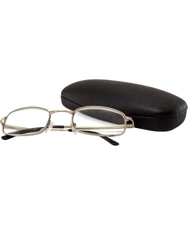 Men's High-Powered Reading Glasses +6.00 Magnification | Gold Frame & Brown Case - International Shipping - Buy Online on GoSupps.com