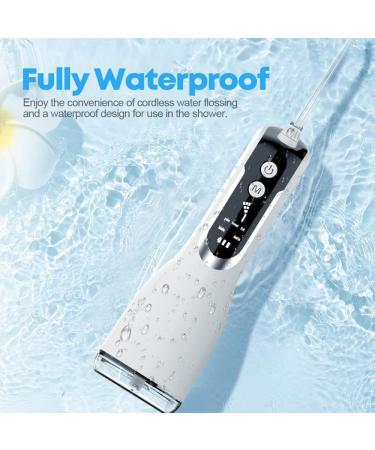 Cordless Water Flosser with 5 Modes & 4 Jet Tips - USB Rechargeable Dental Oral Irrigator for Travel - White - Buy Online on GoSupps.com