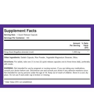 Dong Quai 1000mg | 180 Capsules - Natural Menopause Support - Buy Online on GoSupps.com