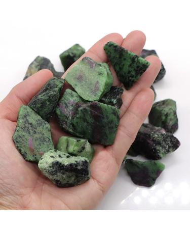 Natural Ruby Zoisite Raw Crystal Quartz Irregular Shape Ore Rock Minerals Specimen Magic Repair Rough Stone Home Decoration Natural Luster (Size : 50g-60g)