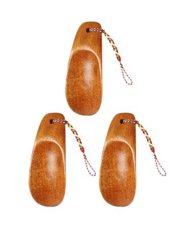 Healeved 6 pieces short brown wooden shoes with band key shoe open tool lifter travel rope reusable for hanging for pocket shoes men spoon ring