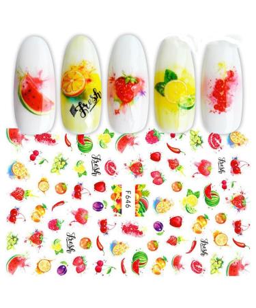 Nail Decoration Manicure Self-Adhesive 3D Fruits Nail Art Nail Stickers Nail Art Decals Supplies(15) (Multicolor 15)
