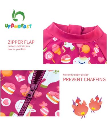 UPF 50+ Sun Protection Baby Girl One Piece Swimwear Suit with Sun Hat - 3-6 Months Rose - Buy Online on GoSupps.com