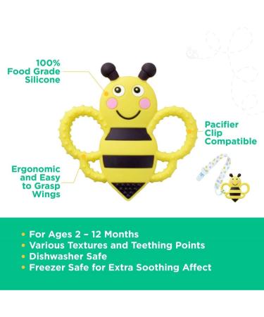 SWEETBEE Buzzy Bee Teether Toy - Multi-Textured, Soft & Soothing, BPA Free, Freezer & Dishwasher Safe - Buy Online on GoSupps.com