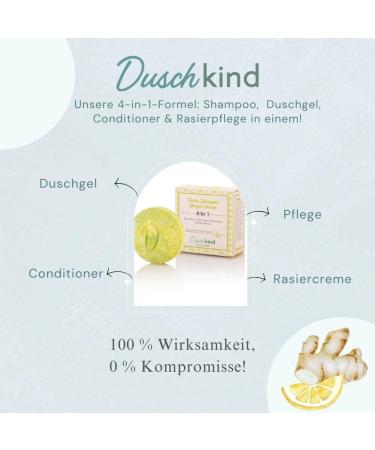  Duschkind 4 in 1 Ginger Lemon & Pomegranate Solid Shampoo - Handmade Vegan - 100% Natural Sisal & Organic Loofah Slice - Plastic Free - Palm Oil Free - Buy Online on GoSupps.com