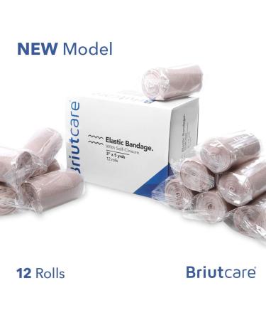 Briutcare Elastic Bandage Wrap (12 Pcs) | Strong Compression with Hook & Loop Closure | 3x5 Yds | First Aid Supply for Wound Care, Swelling & Sore Joints - Buy Online on GoSupps.com