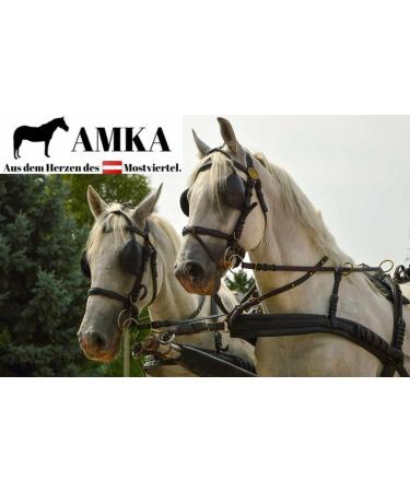 AMKA Driving Bridle for Warmbloods - Harness Head Frame with Blinkers & Chain Browband | International Shipping Available - Buy Online on GoSupps.com