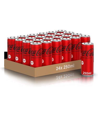 Coca-Cola ZERO Sugar 250ml x 24 Slim Cans No Sugar Coke Cans Cola 250 ml (24 Count)