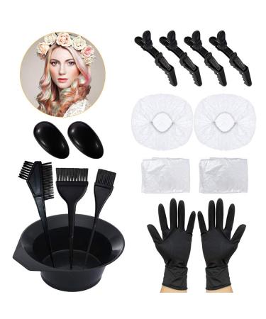 Hair Dye Kit 16 Pcs Hair Dye Coloring DIY Beauty Salon Tools Set Hairdressing Accessories Brush Comb Disposable Shawl and Highlighting Cap Ear Cover Hair Clips Hair Tinting Bowl Gloves for Women