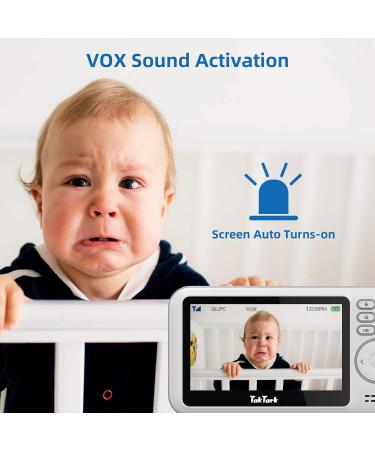 Taktark Baby Monitor with Camera - 4.3 Video Babyphone Night Vision Intercom Digital Zoom & Temperature Monitoring - BM612-EU - Buy Online on GoSupps.com