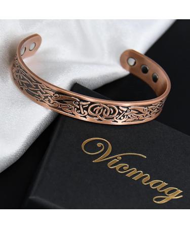 VicMAG Copper Magnet Hardship Bracelet for Men - Arthritis Pain Relief | Adjustable Pure Copper Cuff with Gift Box - Buy Online on GoSupps.com
