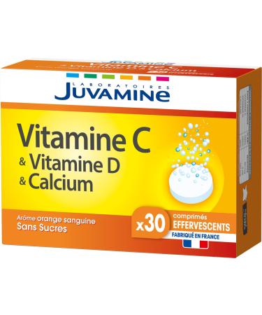 JUVAMINE - Vitamin C Vitamin D & Calcium - Energy - Guarantees 100% of the Daily Need for Vitamins C & D - 30 Effervescent Tablets - 1 Month Program