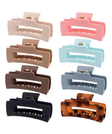 8 Pack Large Rectangle Hair Claw Clips - Matte Hair Clips for Women - Strong Hold for Thin, Thick, Curly Hair - Non-slip Square Hair Accessories - Buy Online on GoSupps.com