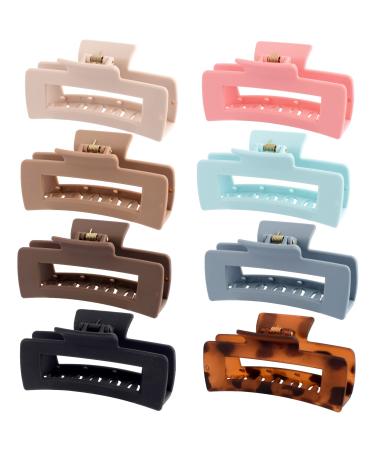8 Pack 4.1 Inche Large Rectangle Hair Claw Clips Matte Hair Clips for Women Thin Thick Curly Hair Strong Hold jaw clip Big Non-slip Square Hair Clip Jaw Clips Hair Accessories for Women