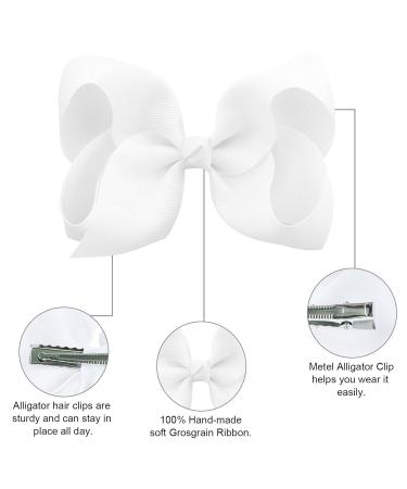 DEEKA 16 PCS White 4 Inch Hand-made Hair Bow Grosgrain Ribbon Alligator Clips for Girls - Buy Online on GoSupps.com