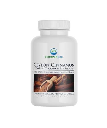 Nature's Lab Ceylon Cinnamon 1,200 mg per Serving - Supports Antioxidant Health* - 120 ct (60 Day Supply) 120 Count (Pack of 1)