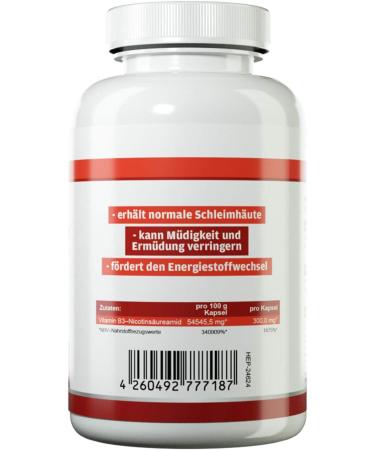 Health+ Vitamin B3 - High-Dose 300 mg Niacin Capsules | Flush-Free | 180 Capsules | Made in Germany - Shop Internationally - Buy Online on GoSupps.com