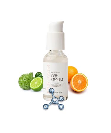 Bella V rit . Vegan Tri-Peptide Eye Serum for Mature Skin Under Eyes to Smooth Fine Lines Brighten Dark Circles and De-Puff Bags with Hyaluronic Acid Bergamot and Triple Peptides 1 Fl Oz