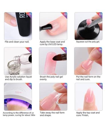 ROSALIND Soft Pink & White Extension Gel Kit - 2 PCS 30ml Poly Nail Builder for Nail Art Decoration - Easy DIY Use with UV Lamp - Nail Thickening Gel Tube - Buy Online on GoSupps.com