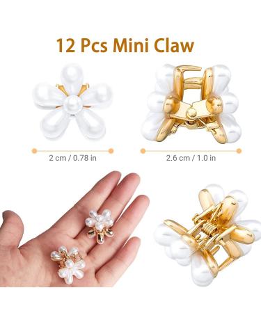 12 Pcs Mini Pearl Flower Hair Clips for Women Girls - Wedding Dance Claw Clips - Buy Online on GoSupps.com