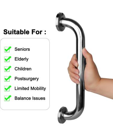 2 Pack Stainless Steel Bathroom Grab Bars - 12 Inch Shower and Bath Handle for Seniors - Buy Online on GoSupps.com