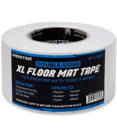 Meister Double-Sided XL Floor Mat Tape - Secures Exercise Mats & Rugs in Place XL Roll - 30yd x 3in
