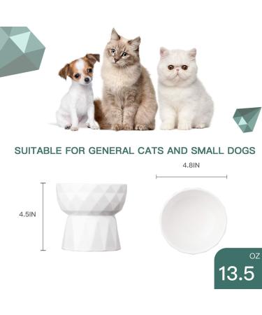 Frewinky Ceramic Cat Bowls - Anti Vomiting Raised Cat Food & Water Bowl Set - 13.5 Oz Pure White - Buy Online on GoSupps.com
