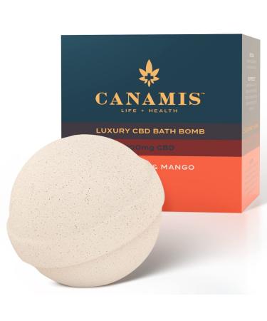 Luxury CBD Xmas Bath Bomb with Organic Saffron & Mango Essential Oils. Natural Vegan Aromatherapy Bathbombs Make Great Christmas Gift or Stocking Filler for Both Men & Women