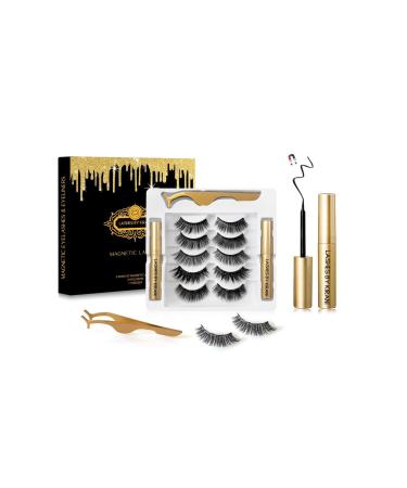 Magnetic Eyelashes Kit - 5 Pairs with Eyeliner & Applicator | Reusable Glue-Free Natural Look - Ideal for Effortless Beauty - Buy Online on GoSupps.com