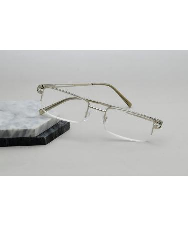 Eyekepper Unisex Reader's Reading Glasses - Rectangular & Semicircular Half-Burning Design 1 Pack Silver - Stylish & Comfortable Vision Solution - Buy Online on GoSupps.com