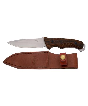 THIRD hunting knife H0738RD with 12.5 cm satin steel blade pakka wood handle leather case.