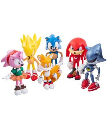 Sonic the Hedgehog Action Figures Cake Toppers, Cake Toppers, Decorations or toys for kids, for Birthday Party Supplies Set,Sonic Figurines Collection Play set of 6pcs